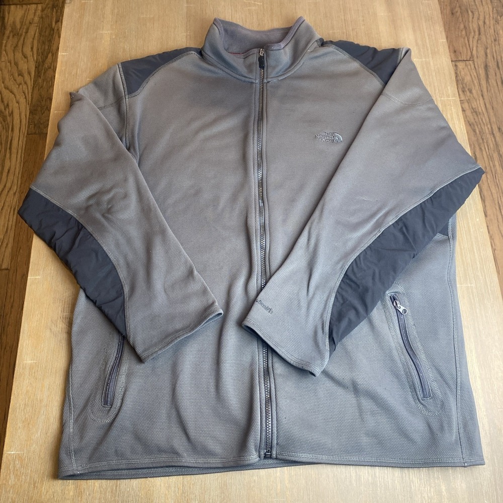 The North Face Mens Jacket TKA Stealth Grey Black Full Zip 2XL Fleece Lined READ